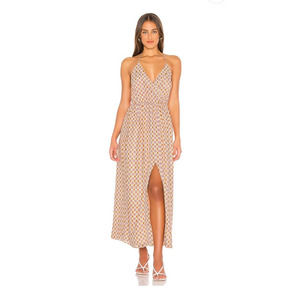 House of Harlow 1960 Geometric Print Maxi Dress - Tan and White